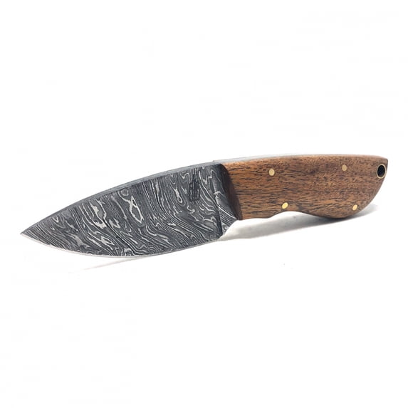 Buck n Bear Custom Handmade Fixed Blade Damascus Mini Skinner Knife (Walnut Wood Handle)