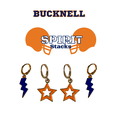 thumbnail image 1 of Bucknell University Spirit Stack navy mini enamel bolts and orange statement open starboys, 1 of 2