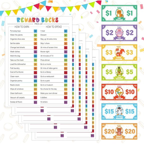 Bucks Chart for 565 count Behavior Chart System Buck List Routine Schedule Task Literacy Board Visual List Family Housework Plan Earn Spend Prop for Boy Girl