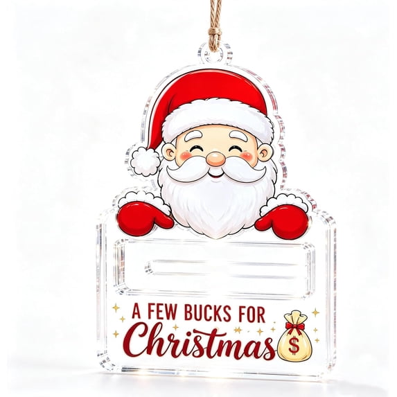 A Few Bucks for Christmas – Cash Gift Holder Ornament,Crystal-Clear Hanging Cash Holder for Christmas Tree,Clear Luminous Ornament with Built-In Bar for Rolled Bills,Festive Cash Surprise Display
