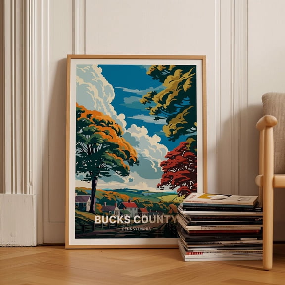 Bucks County Pennsylvania Scenic Landscape Wall Art, Unframed Canvas 8x10in
