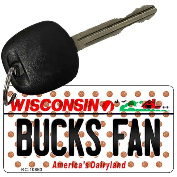 Bucks Fan Wisconsin State License Plate Tag Key Chain KC-10863 3" x 1.5" Key Chain (KC)