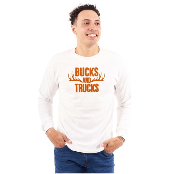 Bucks and Trucks Deer Hunting Antlers Long Sleeve TShirt Men Women Brisco Brands S