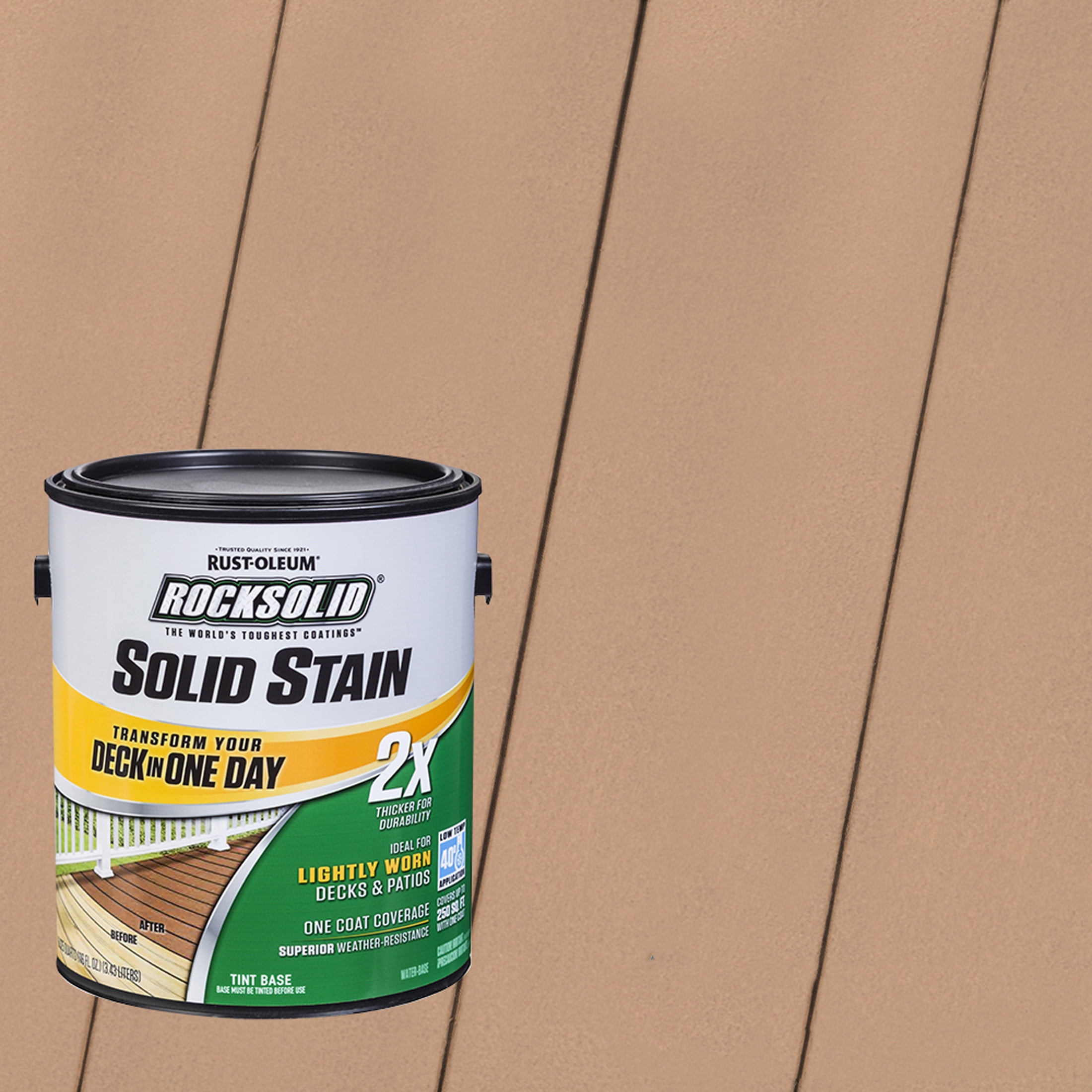 Buckskin, Rust-Oleum RockSolid 2X Solid Exterior Wood Deck Stain-319739T, Gallon