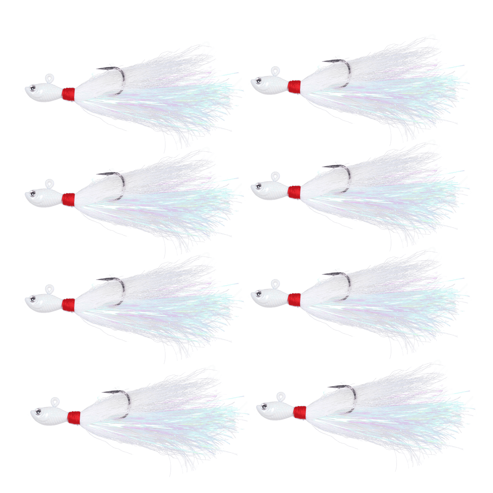 Bucktail Jig, Hair Jig, 8 Set of Pack Saltwater and Freshwater Baits, Hard Baits for Bass Flounder Striper Bluefish Halibut Redfish 3/4oz