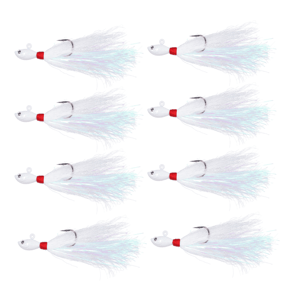 Bucktail Jig, Hair Jig, 8 Set of Pack Saltwater and Freshwater Baits, Hard Baits for Bass Flounder Striper Bluefish Halibut Redfish 3/8oz