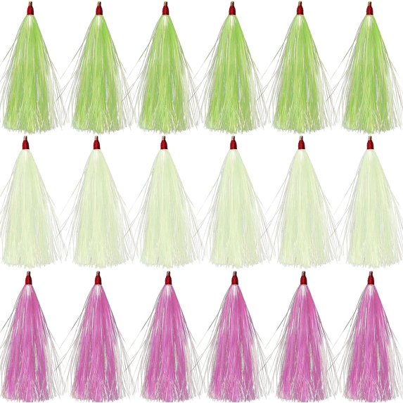 Bucktail Teasers Mylar Flash Teaser Tail Bucktail Teaser Fluke Rigs Flounder Fishing Lures Bait Rigs