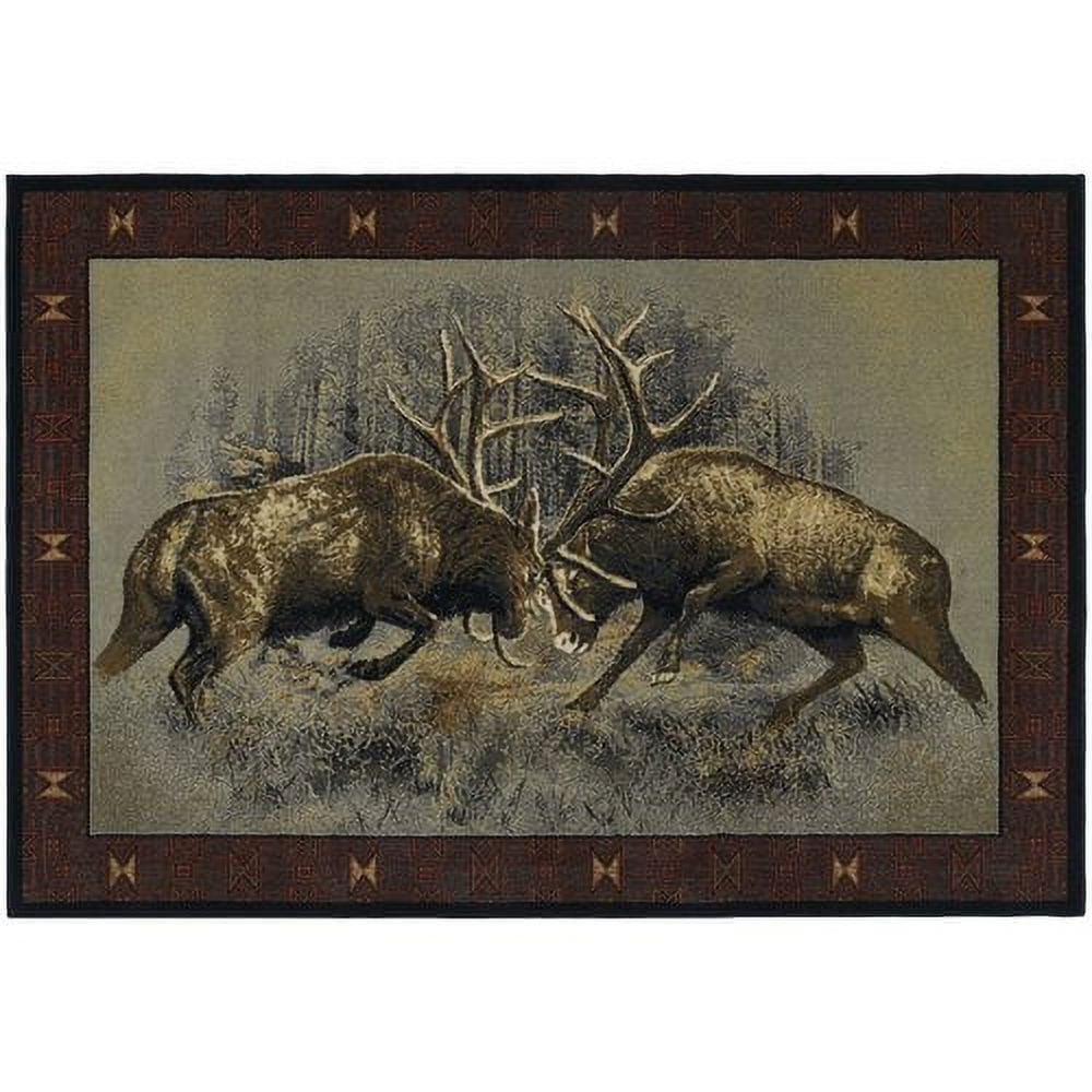 Buckwear Buckwear Fight For Dominance Lodge Brown Novelty Rug