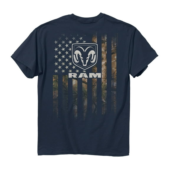 Buckwear Ram Full Camo Flag Adult Short Sleeve T-shirt