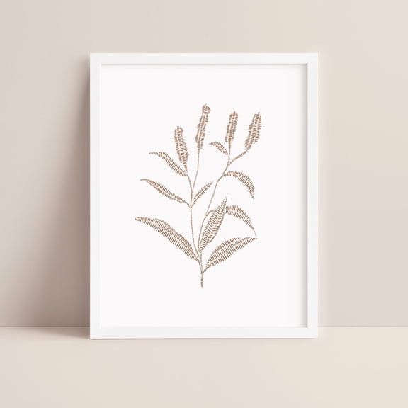 Buckwheat Art Modern Botanical Leaf Drawing In Neutrals Nature Plant Gift Wall Art "Buckwheat Botanical Drawing" Art Or Art, Unframed Paper Print