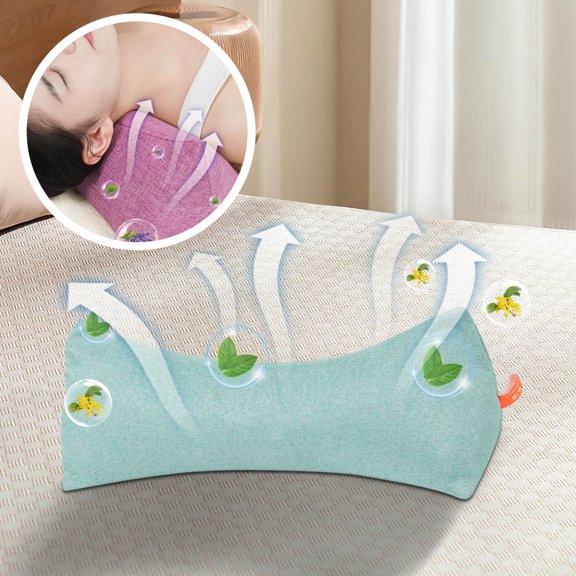 Buckwheat Cervical Pillow Natural Filling Support, Ergonomic Neck Support Pressure Relief Design, Breathable Comfortable Sleep Aid Pillow, Home Bedroom Sleeping Support Buckwheat Pillow