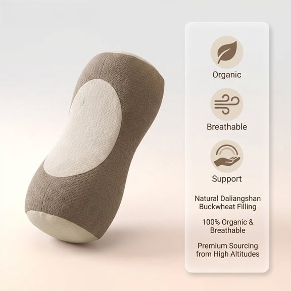 Buckwheat Hull Cervical Traction Pillow,Reverse Bow Neck Support,Ergonomic Zoned Design for Spine Alignment,Breathable Removable Washable Cover,Ideal for Dormitory Home Use