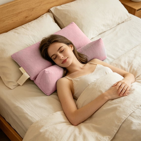 Buckwheat Hull Neck Support Pillow Set Removable Washable Triangular Pillow for Office Naps Lower Back Support and Home Sleep