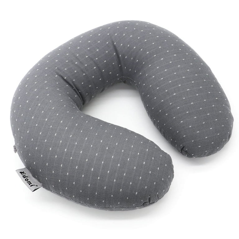 Buckwheat U Shaped Neck Pillow Edomi Adjustable Buckwheat Hull Pillow with Pillowcase Neck Support for Pain Relief Neck and Shoulder Relax