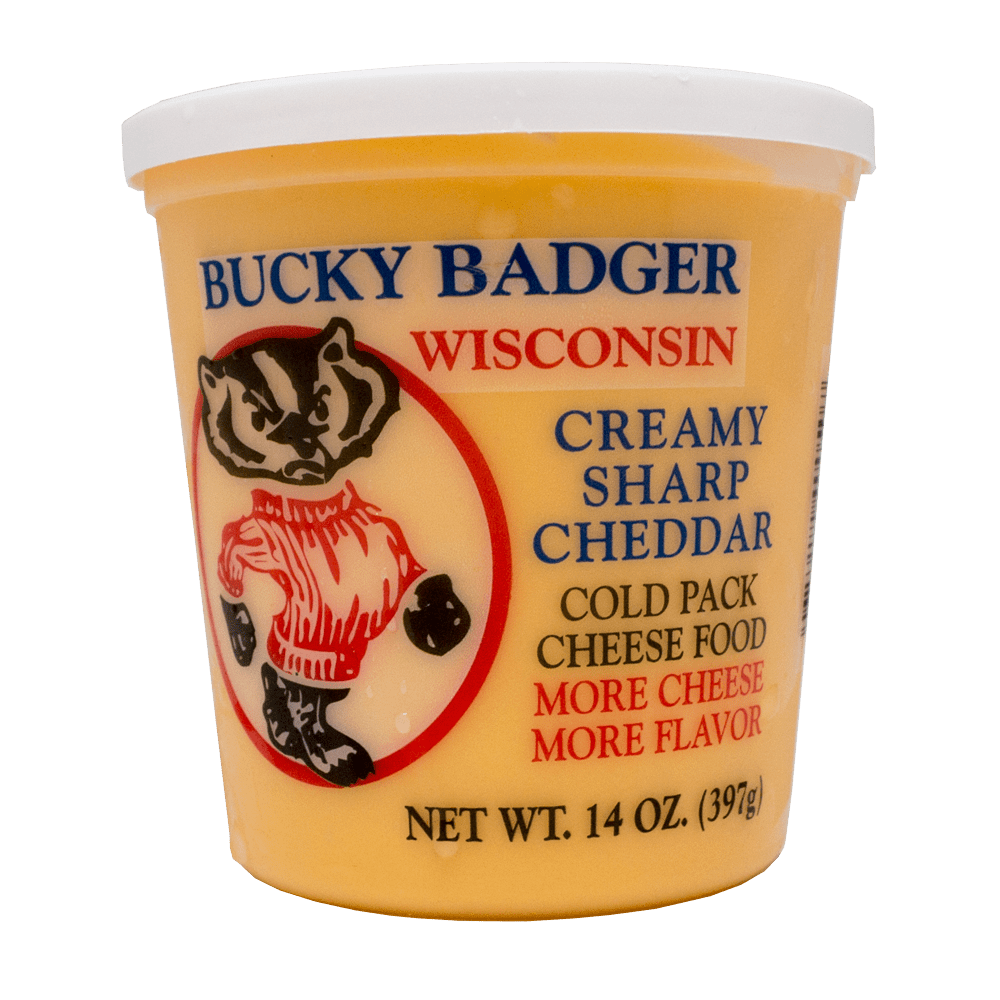 Bucky Badger Creamy Sharp Cheddar Cold Pack Cheese Food Spread, 16 Oz