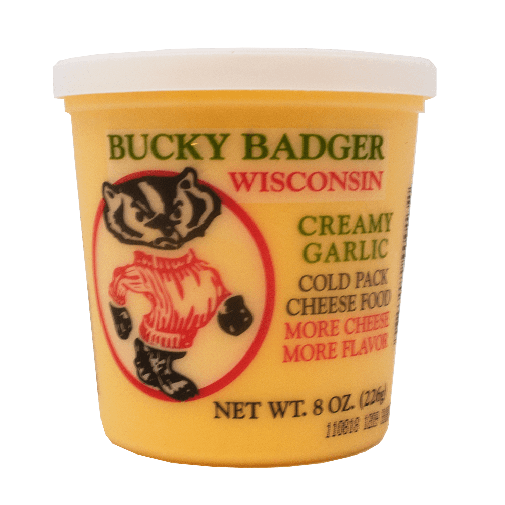 Bucky Badger Wisconsin Creamy Garlic Cold Pack Cheese Food, 8 Oz
