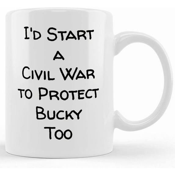 Bucky Barnes Mug I'd Start A Civil War To Protect Bucky Too, Ceramic Novelty Coffee Mug, Tea Cup, Gift Present For Birthday, Christmas Thanksgiving Festival, 11oz Or 15oz, Sarcasm With S