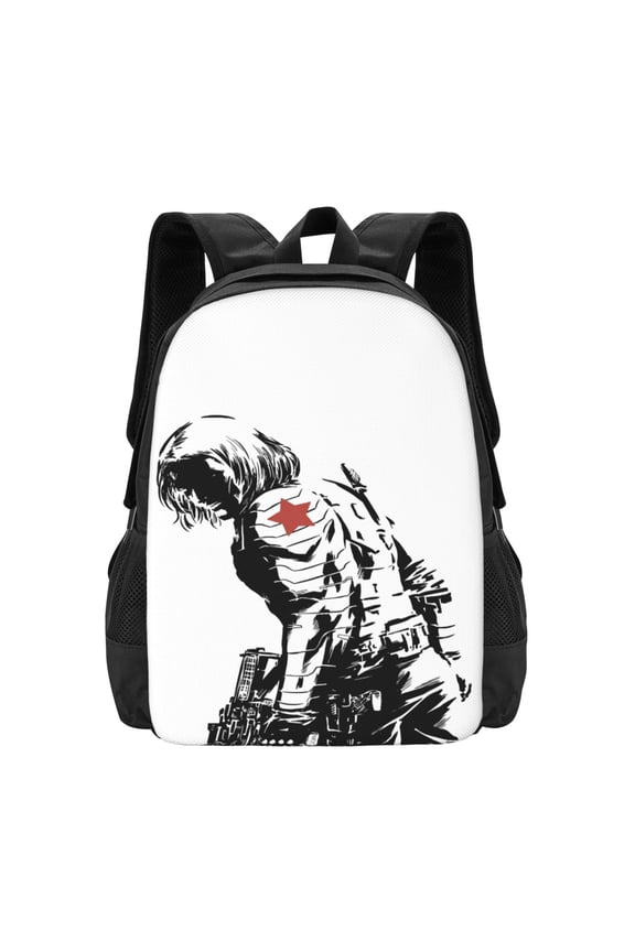 Bucky Barnes Winter Soldier Backpack Fashion Travel Backpack Laptop Backpack 16 Inch Simple And Large Capacity