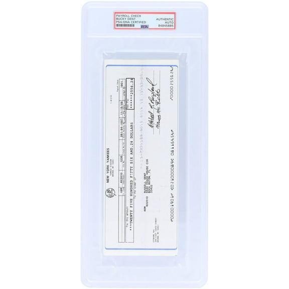 Bucky Dent New York Yankees Autographed Check from November 15, 1989 - PSA 84845885 - Fanatics Authentic Certified