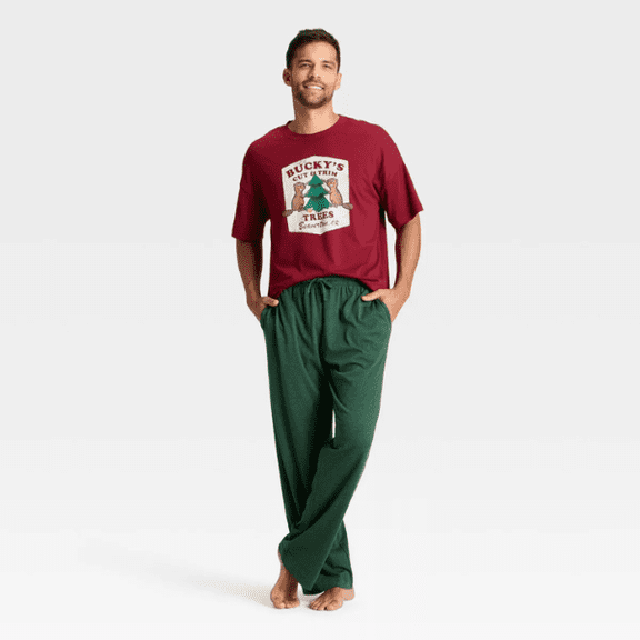 Bucky’s Men’s 2-Piece Pajama Set Short-Sleeve T-Shirt & Pajama Pants Size Small