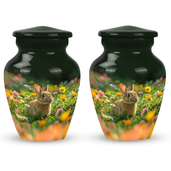 Bucolic Bunny Meadow Mini Urns For Ashes Small - Urns For Men Ashes Adult Male - Funeral Urn Ashes - Memorial Keepsakes For Ashes (Size -3inch,2pcs)
