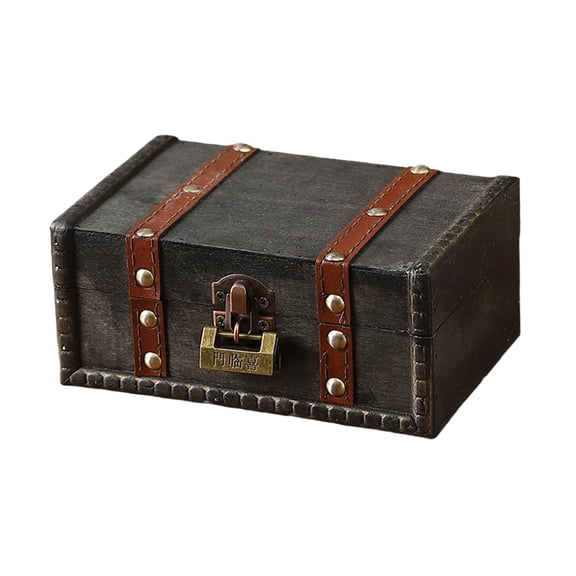Decorative Wooden Storage Chest With Safety Lock Vintage Design User Friendly Materials For Organizing Toy Documents