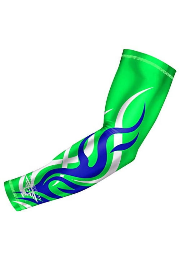 Flame Compression Arm Sleeve Youth/Kids & Adult Sizes - Baseball Basketball Football Running - UV/Sun Protection Cooling Base Layer Pain Relief (1 Sleeve)