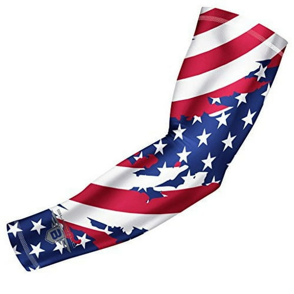 Bucwild Sports USA Mexico Puerto Rico Flag Compression Arm Sleeve - Youth & Adult Sizes - Baseball Basketball Football Boys Girls Kids Men & Women (Youth Small-Large)