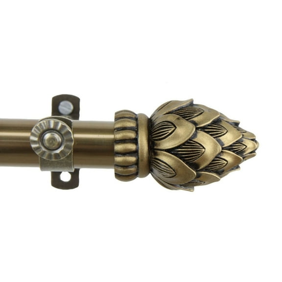 Bud Curtain Rod 28-48 inch - Antique Brass