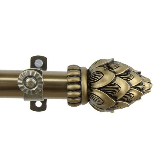 Bud Curtain Rod 28-48 inch - Antique Brass
