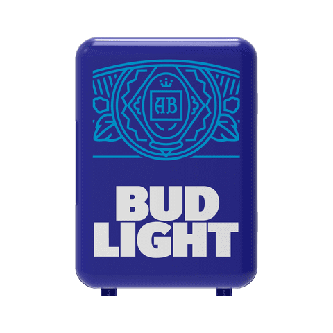 Bud Light 6 Can Mini Beverage Refrigerator, 4 Liter Personal Fridge with AC/DC Adapters, Blue MIS137BULT