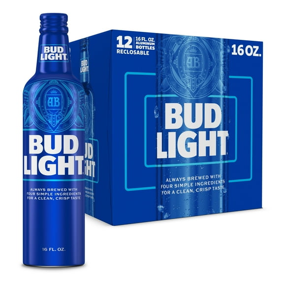 Bud Light American Light Lager Beer 12 pack 16 fl oz Aluminum Bottles 4.2% ABV