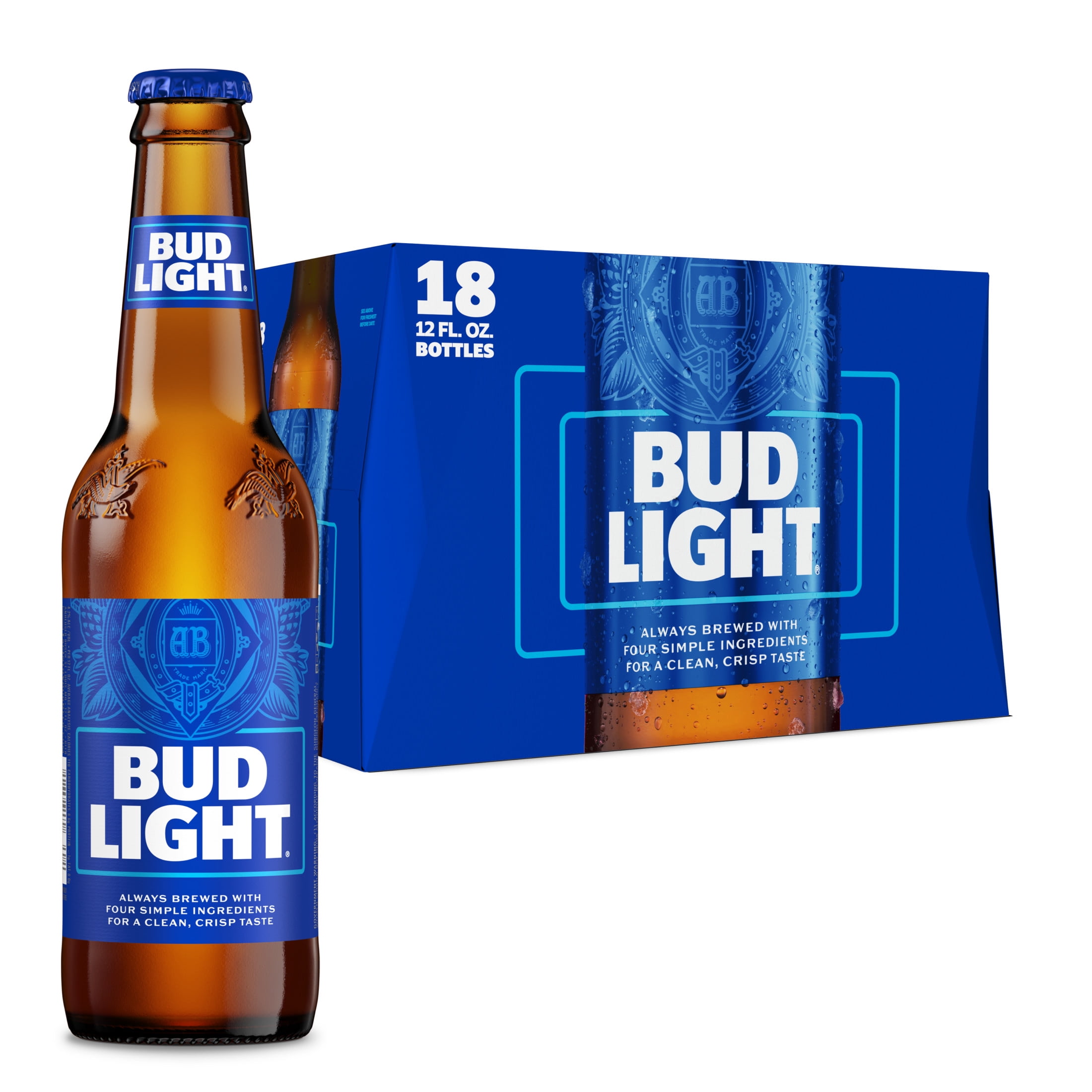 Bud Light American Light Lager Beer 18 Pack 12 fl oz Glass Bottles 4.2% ABV