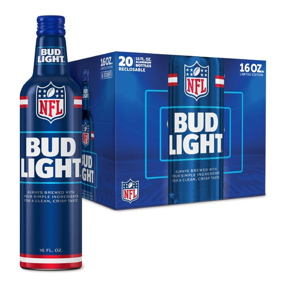 Bud Light American Light Lager Beer 20 Pack 16 fl oz Aluminum Bottles 4.2% ABV