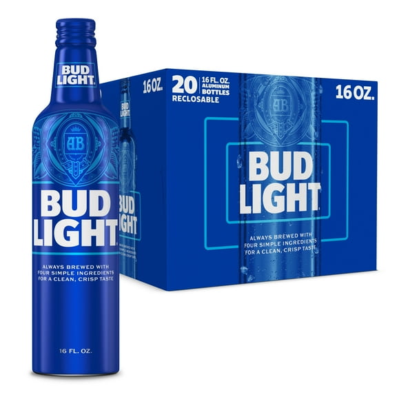 Bud Light American Light Lager Beer 20 Pack 16 fl oz Aluminum Bottles 4.2% ABV
