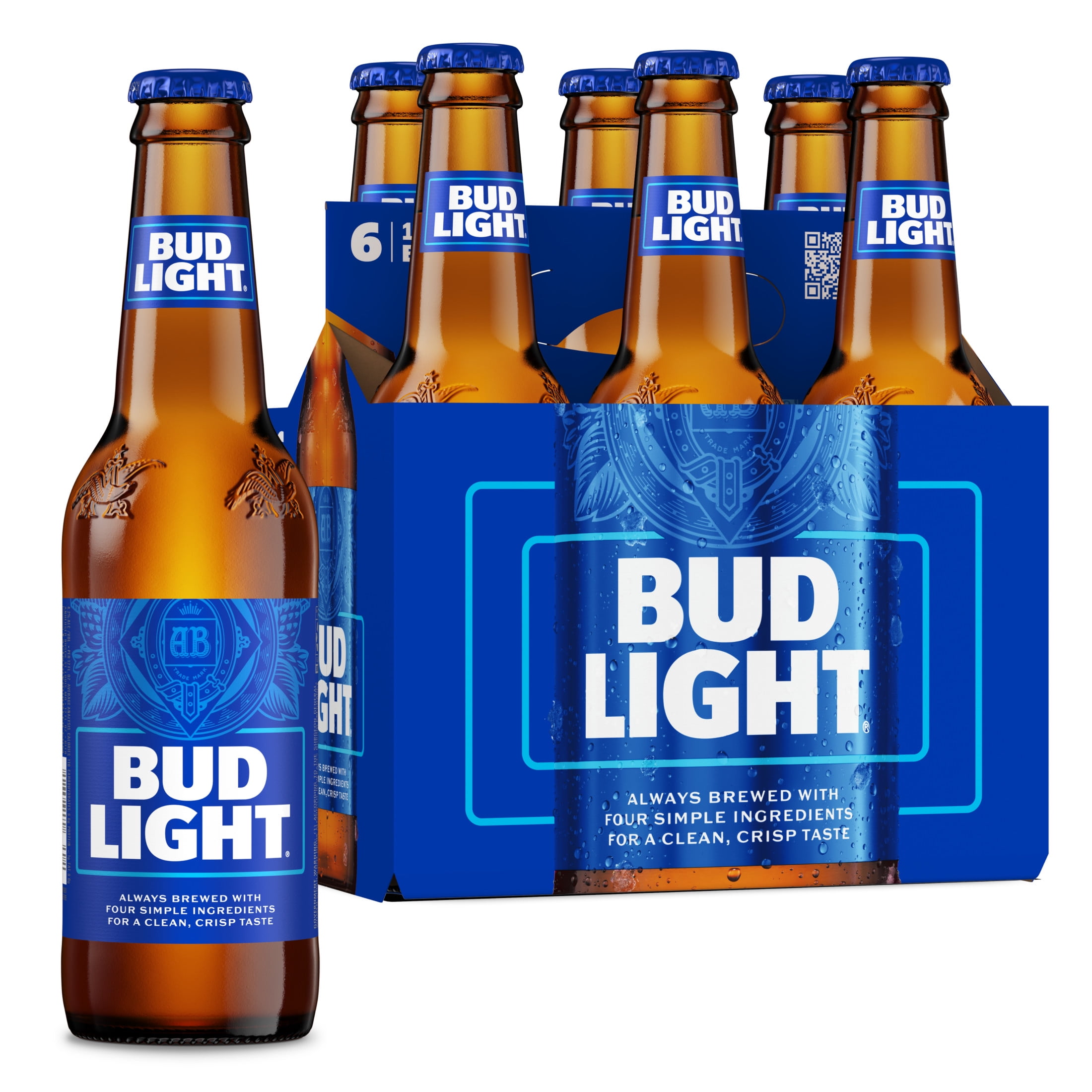Bud Light American Light Lager Beer 6 Pack 12 fl oz Glass Bottles 4.2% ABV