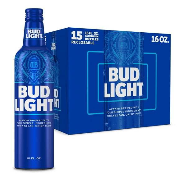 Bud Light American Light Lager Beer 15 Pack 16 fl oz Aluminum Bottles 4.2% ABV