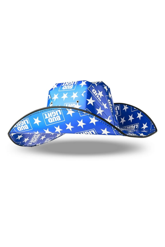 Beer Stars Cardboard Cowboy Hat in Blue, Adult Unisex Party Accessory