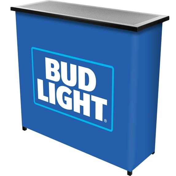 Bud Light Blue Indoor or Outdoor Portable Bar with 2 Shelves