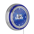 thumbnail image 1 of Bud Light Blue Retro Neon Analog Wall Clock with Pull Chain, 1 of 4