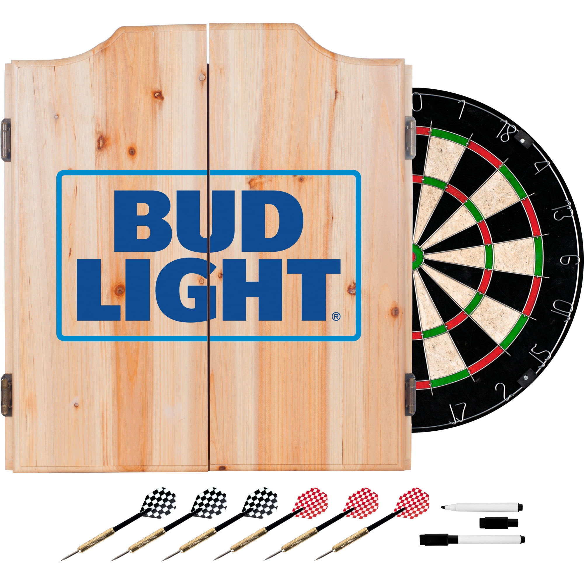 Solid Wood Bristle Dartboard Cabinet Set with Darts
