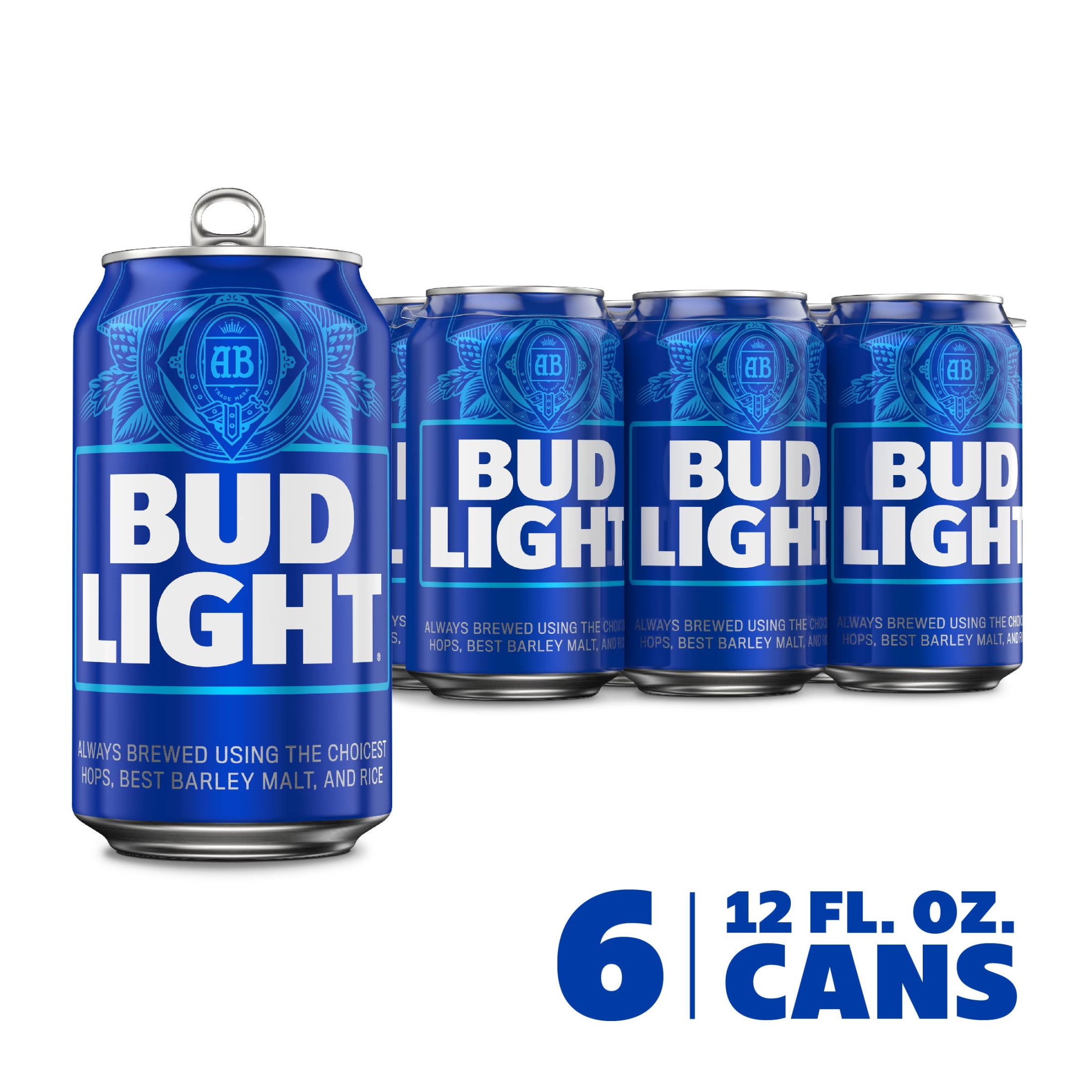 Bud Light Lager Beer 6 Pack, 12 fl oz Aluminum Can, 4.2% ABV, Domestic