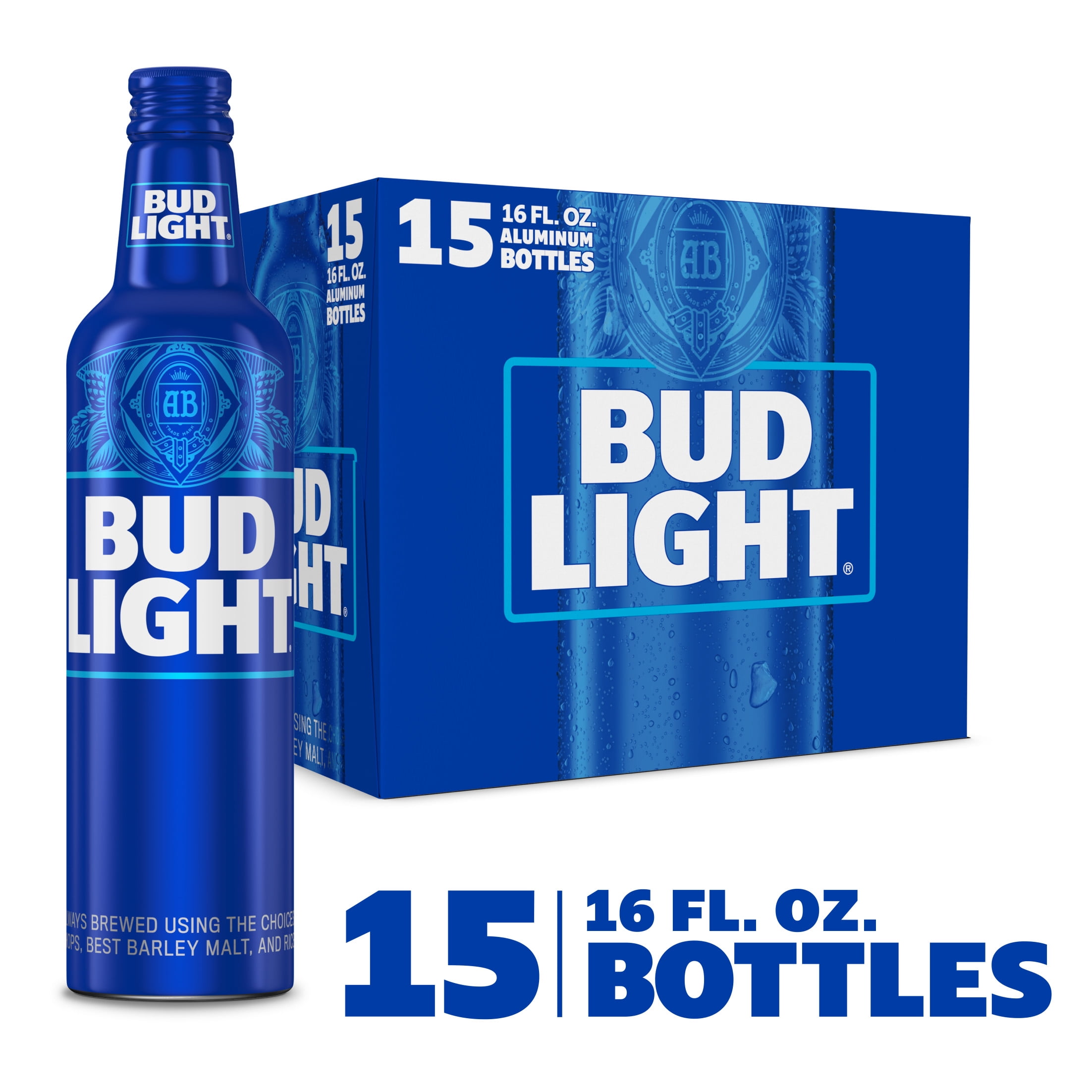 Bud Light Lager Domestic Beer 15 Pack 16 fl oz Aluminum Bottles 4.2