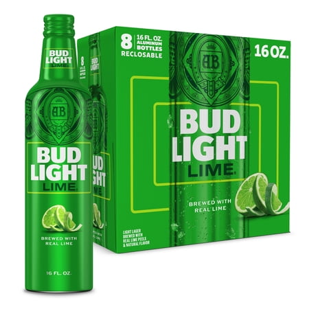 Bud Light Lime American Light Lager Beer 8 Pack 16 fl oz Aluminum Bottles 4.2% ABV