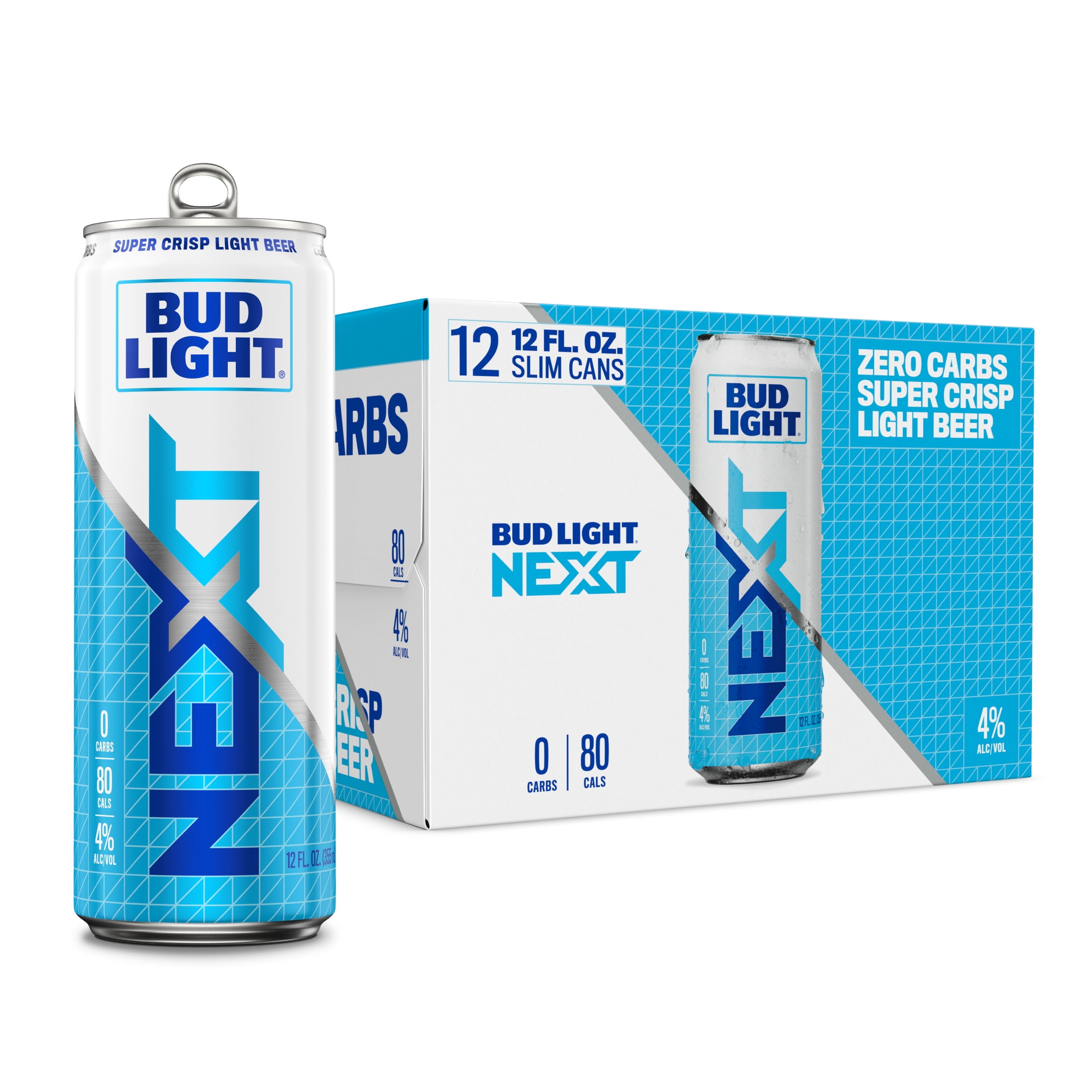 Bud Light NEXT Zero Carb American Lager Beer, 12 pack, 12 fl