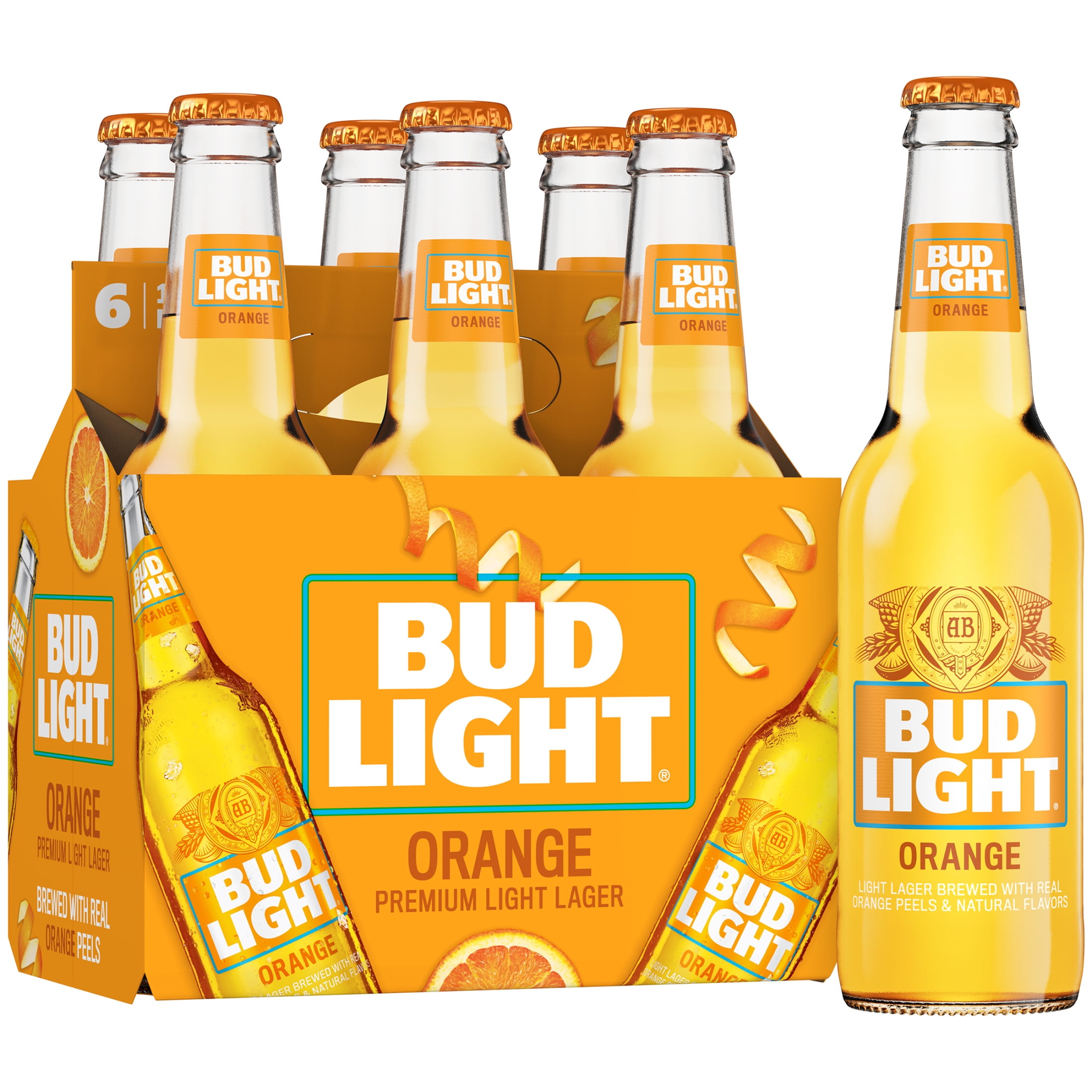 Bud Light Orange American Lager Beer 6 Pack 12 fl oz Glass Bottles 4.2% ABV