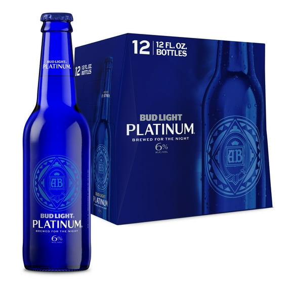 Bud Light Platinum American Lager Beer 12 Pack 12 fl oz Glass Bottles 6% ABV