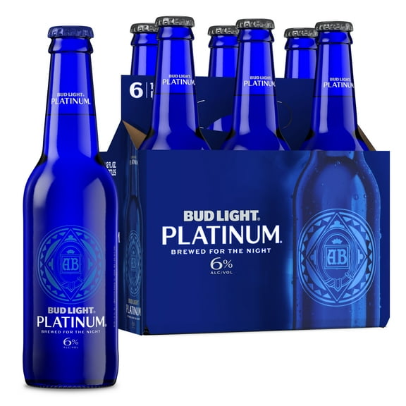 Bud Light Platinum American Lager Beer 6 Pack 12 fl oz Glass Bottles 6% ABV