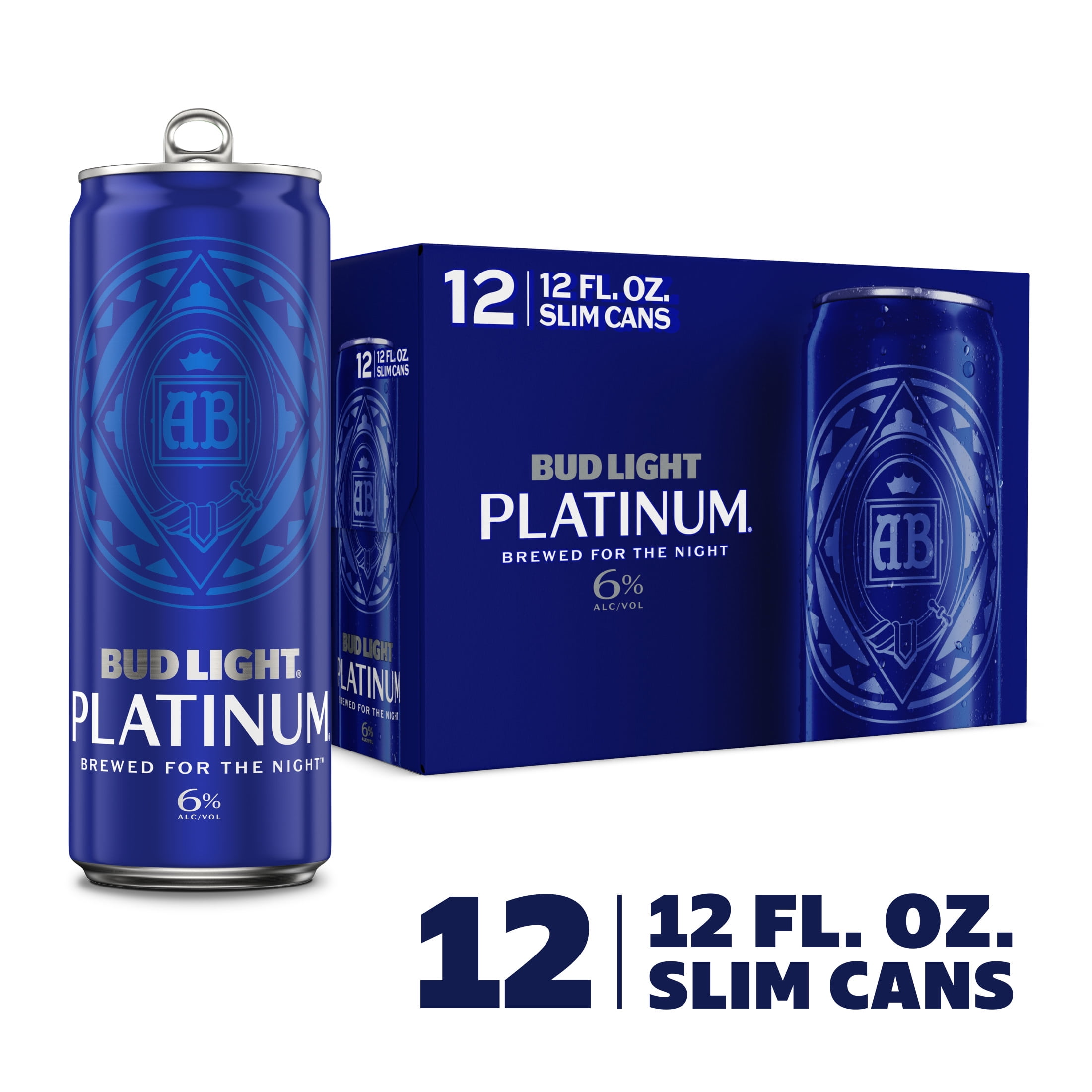 Bud Light Platinum Beer, 12 Pack Beer, 12 fl oz Aluminum Cans, 6% ABV, Domestic Beer