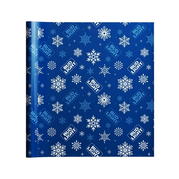 Bud Light Seasonal Gift Wrap - Blue Snowflake Theme, 60 sq. ft. Coverage, Christmas, Holidays and Birthday Wrapping Paper